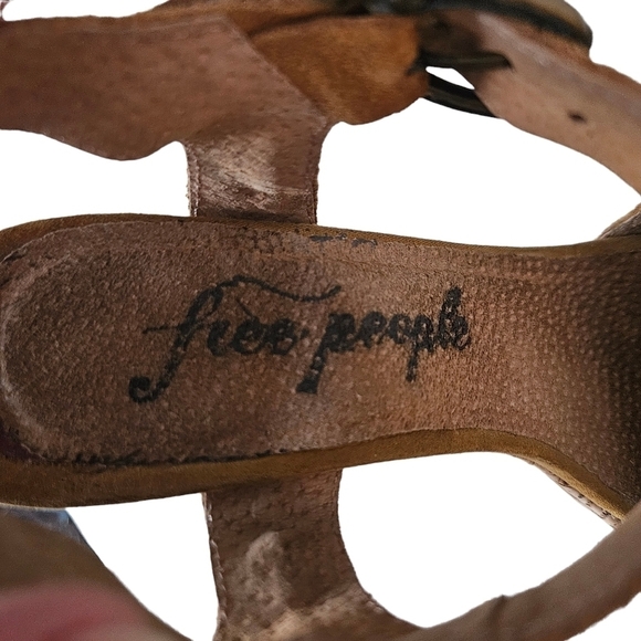 Free People Womens Brook Platform Cork Black Suede Open Toe Taupe Sz 10 - Picture 10 of 11